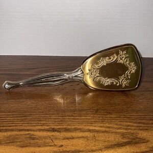 Vintage Vanity Hair Brush 1950s Gold Tone Metal Removable Head Hollywood Regency